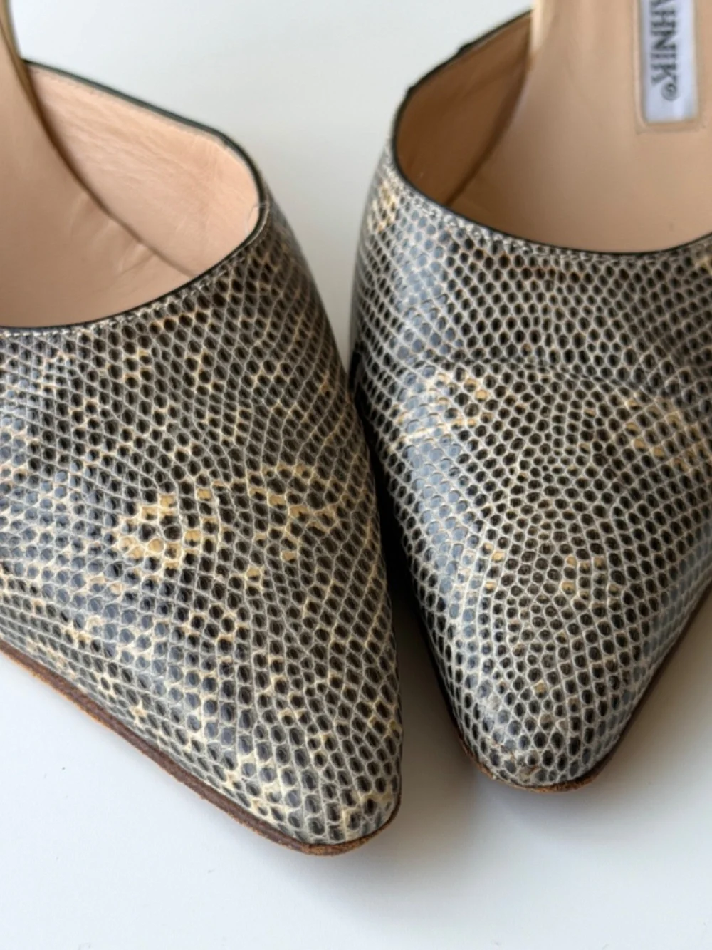 Vintage Manolo Blahnik exotic leather slingback, IT 37, approx. US 6.5–7